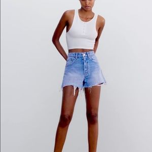 Frayed Hi rise denim shirts